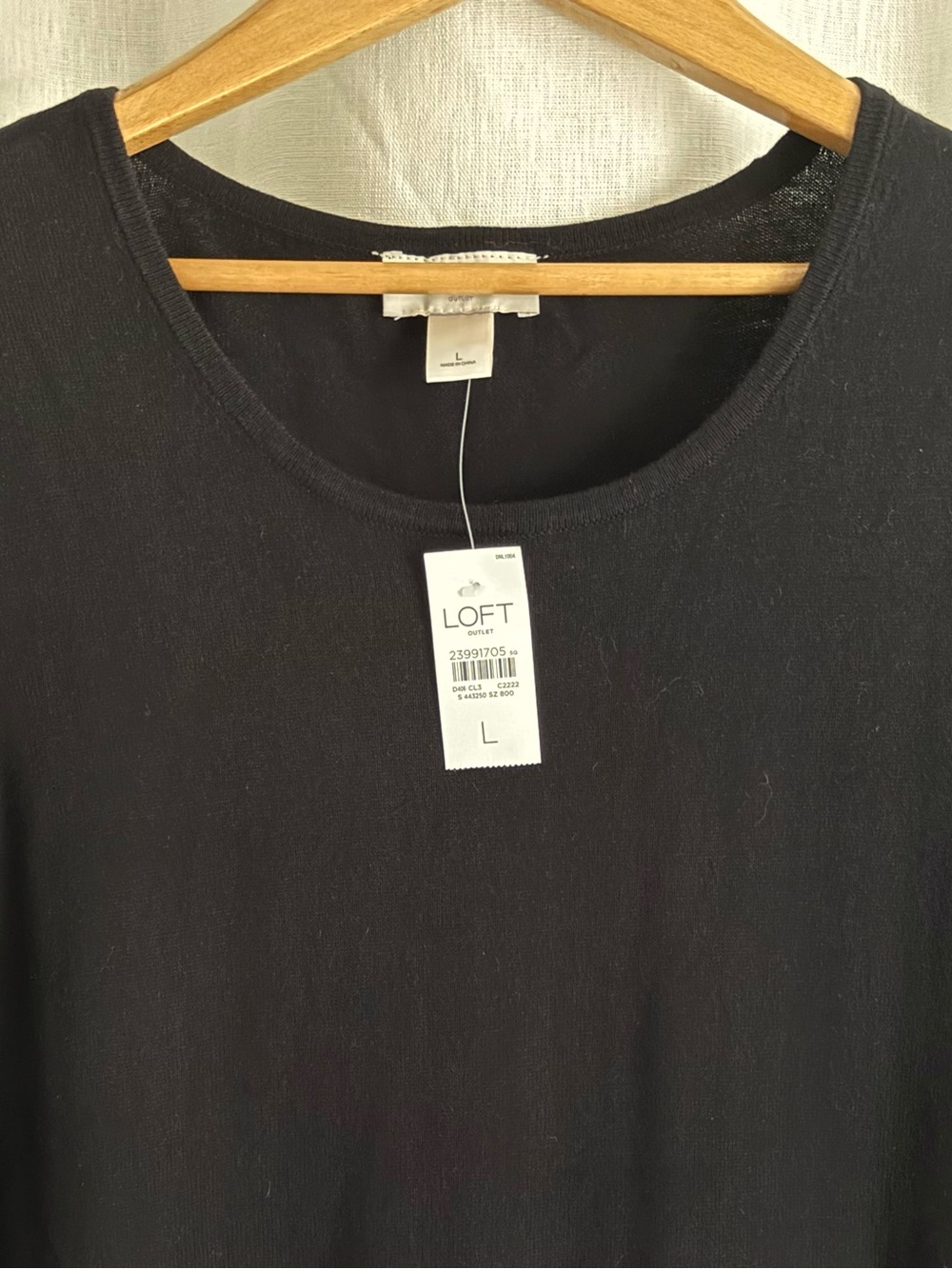 NWT LOFT Tunic Sweater Womens Large Black Lace Hem 3/4 Sleeve Cotton Knit Trim - Picture 4 of 12